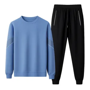 Men's 100% Polyester Crew Neck Long Sleeve Top & Jogger Pants Casual Two-piece Set thumbnail-4