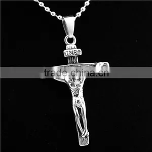 Jesus Men's Stainless Steel Cross Pendant Necklace thumbnail-1