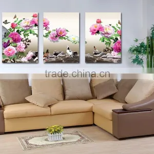 3panels Canvas Wall Art Flowers Oil Painting for Living Room B-413 thumbnail-1