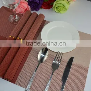 2015 New Arrival Light Color Red With Leige Placemat Fashion Adiabatic PVC Strip Weave Table Mat thumbnail-2