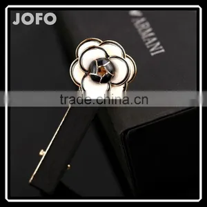 Neoglory Simulated Pearl Hair Barrette Enamel Cute Flower Shaped 14K Gold Plated Women 2015 Wholesale thumbnail-1