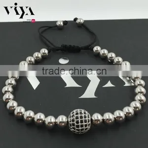 2016 Latest Fashion Beaded Wrap Bracelet Braid Bracelet With Steel Beads Bracelet thumbnail-5