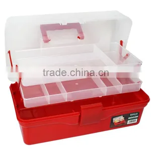 LAOA 14.5 Red Color Inch Transparent Plastic Tool Box With Drawer thumbnail-3