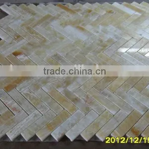 Hot Yellow Honey Onyx Polished Herringbone Onyx Mosaic Tiles on Sale thumbnail-4