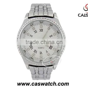 Fashion Custom Crystal Face Quartz Stainless Steel Watch for Men Big Face Watch Roman Numbers Face Stainless Steel Watch thumbnail-1