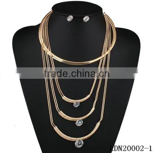 Gold Tube With Crystal Fashion Necklace Silver Tube With Crystal Necklace thumbnail-2