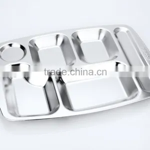 Home Utensils China 304 Stainless Steel Square Compartment Dinner Plates thumbnail-1