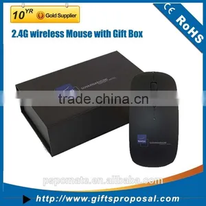 Wireless 2.4G USB Receiver Super Slim Adjustable DIP Rechargeable Wireless Mouse With Black Gift Box thumbnail-1