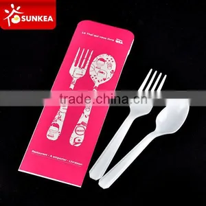 Disposable Plastic Cutlery Set Dinnerware Tableware Paper Wrapper thumbnail-2