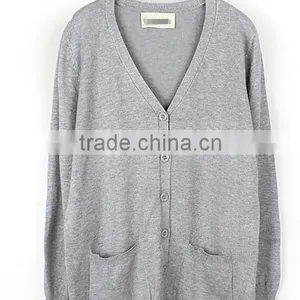 New Womens Cardigan V Neck Loose Long Sleeve Knit Sweater Coat Long thumbnail-4
