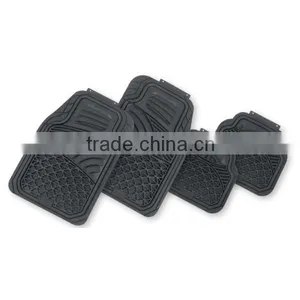 New Style 4-Piece Full Set Ridged Heavy Duty PVC Floor Mat for Car - (Black) thumbnail-2