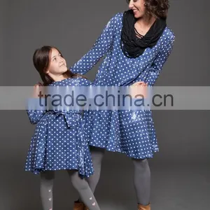 Blue Polka Dots MINI Dress - Loose Fit Dress- Womens Casual Winter Dress thumbnail-4