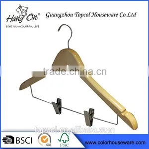 Wooden Clothes Hanger With Clips/natural Color Wood Hanger thumbnail-3