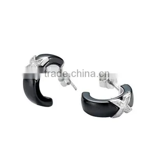 Personalized OEM Cubic Zirconia Black Ceramic Earring thumbnail-1