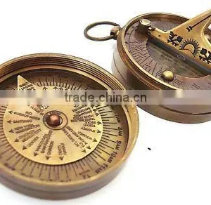 Pocket Sundial - Dolland London Brass Sundial Compass thumbnail-1