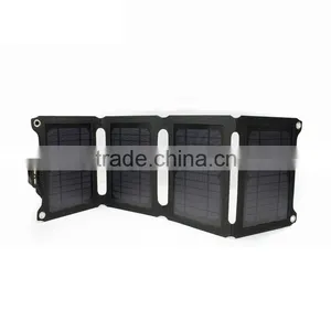 2016 Newest Dual Usb Fabric Foldable Solar Panel Charger 14w With Battery for Cellphone Quality Choice thumbnail-1