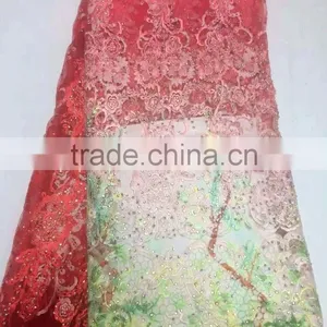 CL60055 New Arrive Good Quality African Tulle French Lace With Stones,shinning Beads French Lace thumbnail-2