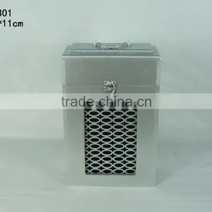 Wood Silver Wine Box With Metal Waves thumbnail-1