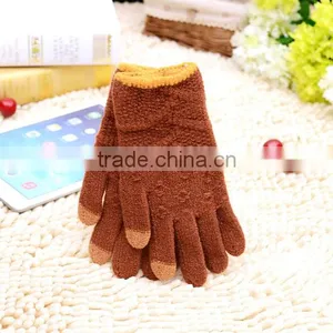 Crossbanding Woolen Yarn Touch Screen Gloves With Conductive Fiber Fingertips For Christmas 2015 thumbnail-3