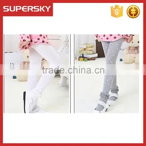 V-224 Latest Korea Knitting Lace Trim Baby Girl Dance Tight Pantyhose With Wave Point thumbnail-1