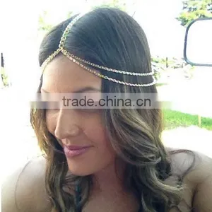 Wholesale High Quality Women Fashion Metal Indian Head Chain Bridal Head Chain thumbnail-2