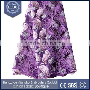 Indian Lace Embroidery Fabric Beaded French Lace Border for Wedding Dress thumbnail-3
