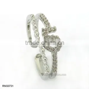 Simple Fashion Engagement Wedding Antique Copper Ring Plated White Gold thumbnail-6