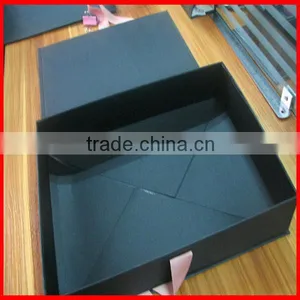 2014 Black Luxury Gold Stamping Matte Lamilation Paper Custom Gift Business Suit Storage Foldable Black Box thumbnail-1