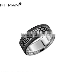 Wholesales Titanium Rings Black Plating Wedding Band Mens Carbon Fiber Titanium Ring Band thumbnail-4