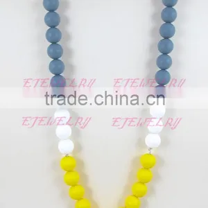 Gray White&yellow 8mm Round Silicone Teething Beads Necklace Breakaway Clasps Copper Teething Necklace Teething Baby TN049 thumbnail-1