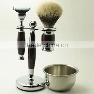 Hot Sale Metal Shaving Bowls Luxury Razors Real Badger Hair Brushes Shaving Set thumbnail-6