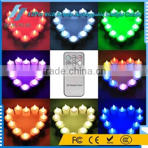 12Pcs/Set RGB Remote Controller Rechargeable LED Tealight Candles for Wedding Birthday Party thumbnail-6