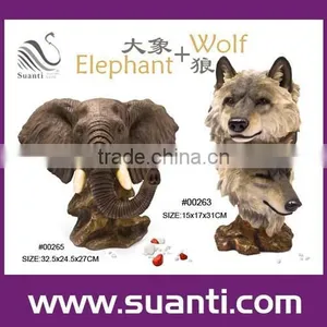 Wolf,Elephant Head Polyresin Statue thumbnail-1