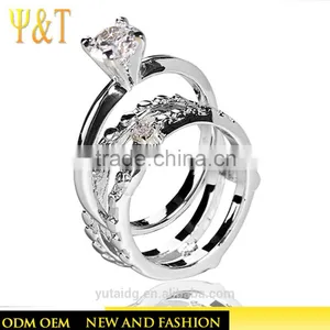 Jingli Jewelry China Factory Zircon Stones 925 Sterling Silver Couple Wedding Ring Set (YJ-0441) thumbnail-1