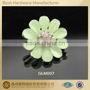 Fancy Flower Design Green Color Teardrop Rhinestone Sewing Buttons thumbnail-1