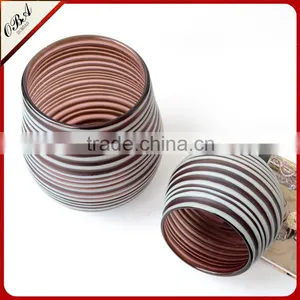 Best Selling Handmade Purple Carved Glass Vase With White Stripe thumbnail-3
