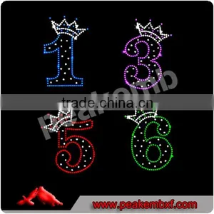 Wholesale Brithday Number Korean Hotfix Rhinestones Crown Transfer thumbnail-1
