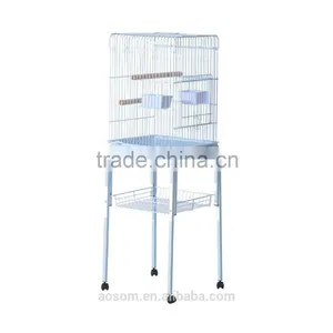 Pawhut 51" White Garden Metal Feeding Bird Cage thumbnail-1