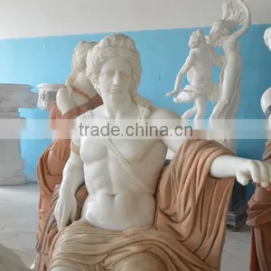 Hand Carved Life Size Marble Statue of Apollo Bath thumbnail-2