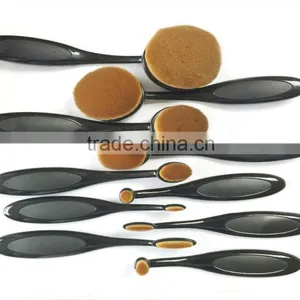 2016 New Professional 10 Pcs Soft Oval Toothbrush Design Makeup Brush Brush Makeup Cosmetics Tool Sets Foundation Brushes thumbnail-1