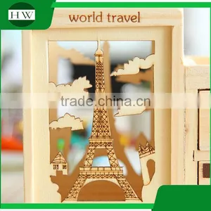 Multipurpose Wooden Double-deck Drawer Penholder Storage Pen Container Case Box Holder thumbnail-3