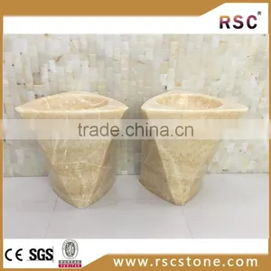 Yellow Honey Onyx Freestanding Oval Kitchen Sinks thumbnail-1