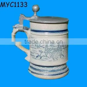 Ceramic Beer Tankard With Metal Lid thumbnail-1
