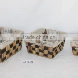 2014 Paper String And Rush Mixed Woven Storage Basket S/3 thumbnail-1