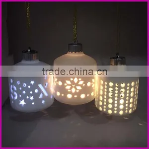 Factory Direct Hanging LED Lantern Ceramic With Hollow Design for Christmas thumbnail-1