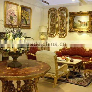 FA-187P-01 Four Leg Classical Glass Top Round Center Table thumbnail-1
