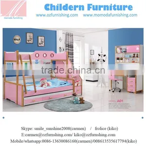 SJA01Modern Kids Double Deck Bed Design for Lovely Appearance / Kids Wooden Bunk Bed thumbnail-1