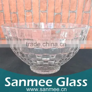 Super Capacity Grid Pattern Glass Bowl Fire Bowl Quartz Glass Fruit Bowl thumbnail-1