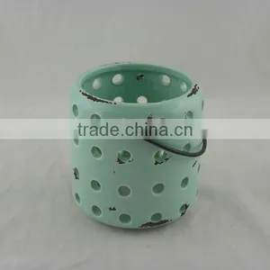 Blue Hanging Ceramic Mini Lantern thumbnail-1