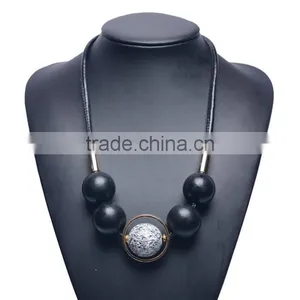 Chunky Rubber Beads Leather Necklace Choker Leather Necklace Geometric Necklace thumbnail-1